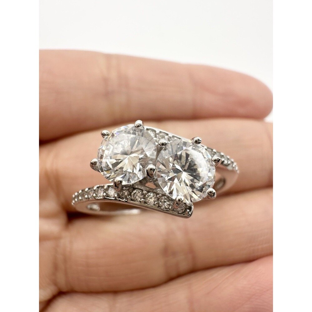 Platinum Over Sterling Silver Cubic Zirconia Ring Size 10